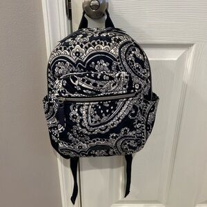 Vera Bradley Navy and White Paisley Mini Backpack